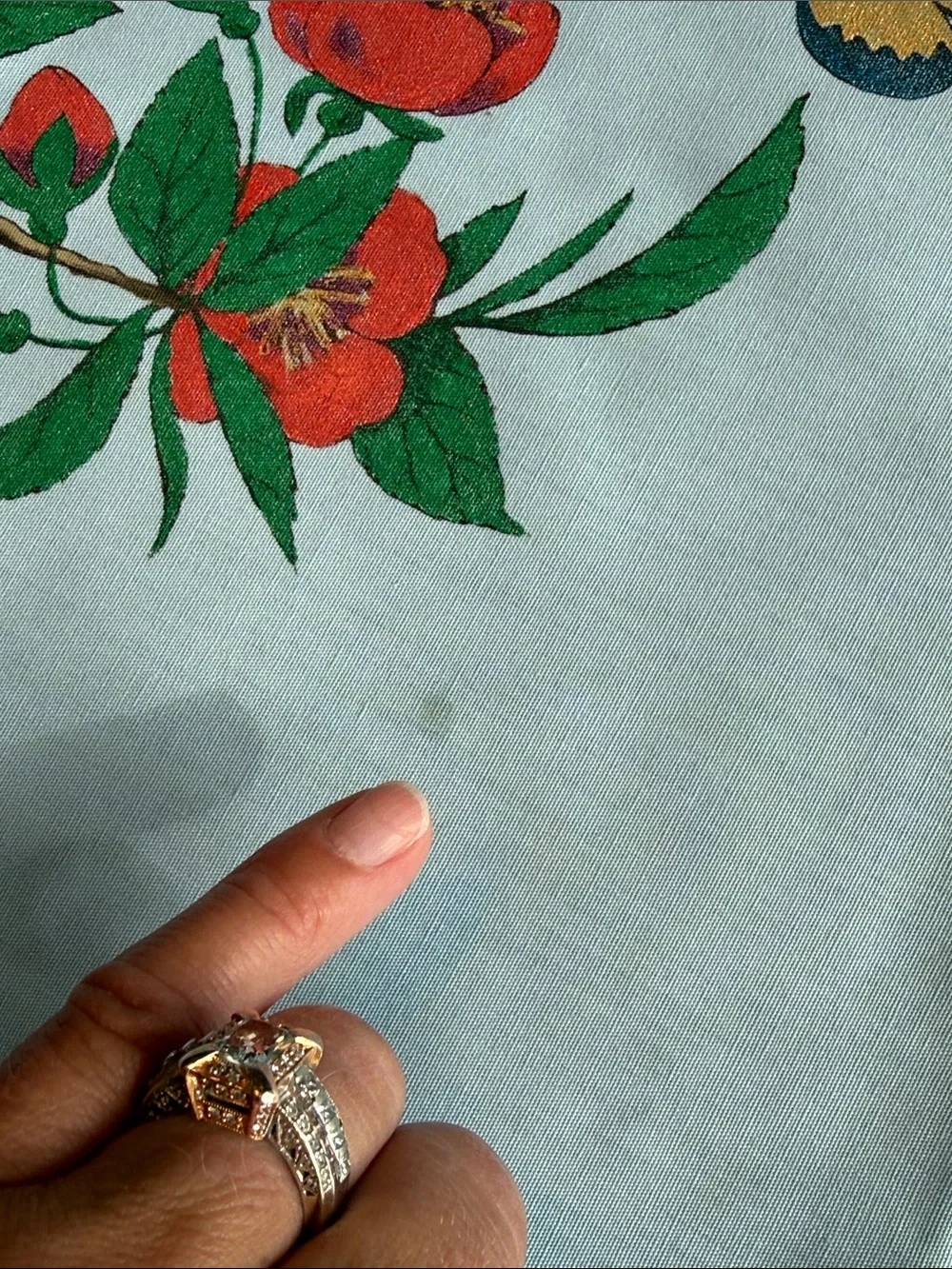 Vintage rectangle Light Blue Floral Butterfly Tablecloth cottagecore prairie